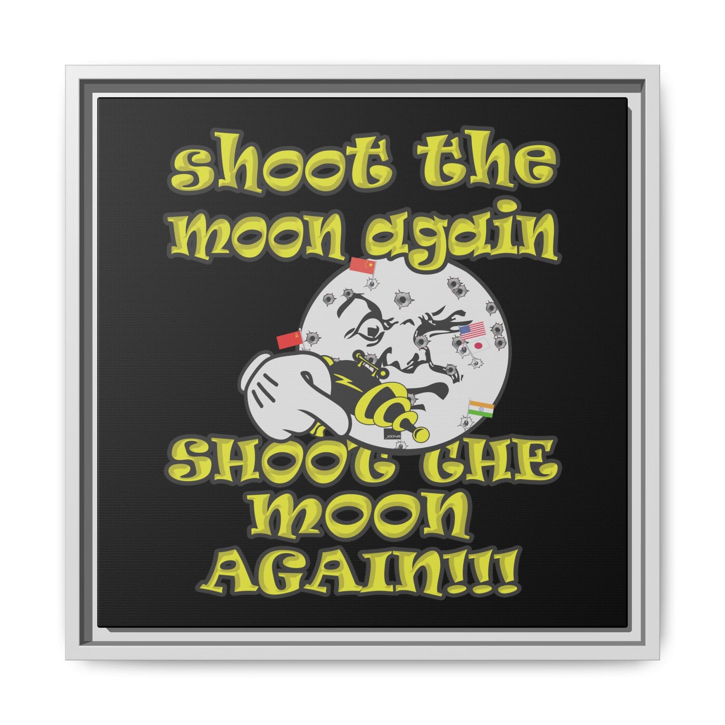 shoot the moon again - framed canvas art (black)