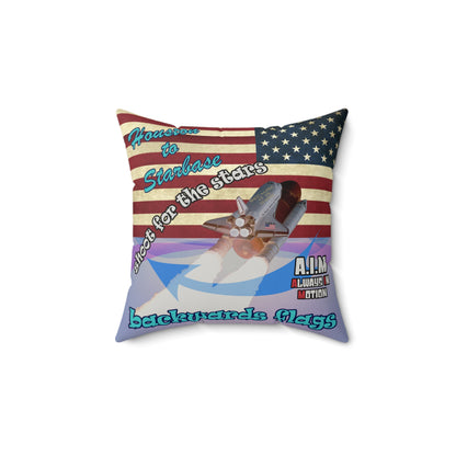 shoot for the stars - Faux Suede Square Pillow - (light blue-pink wave)