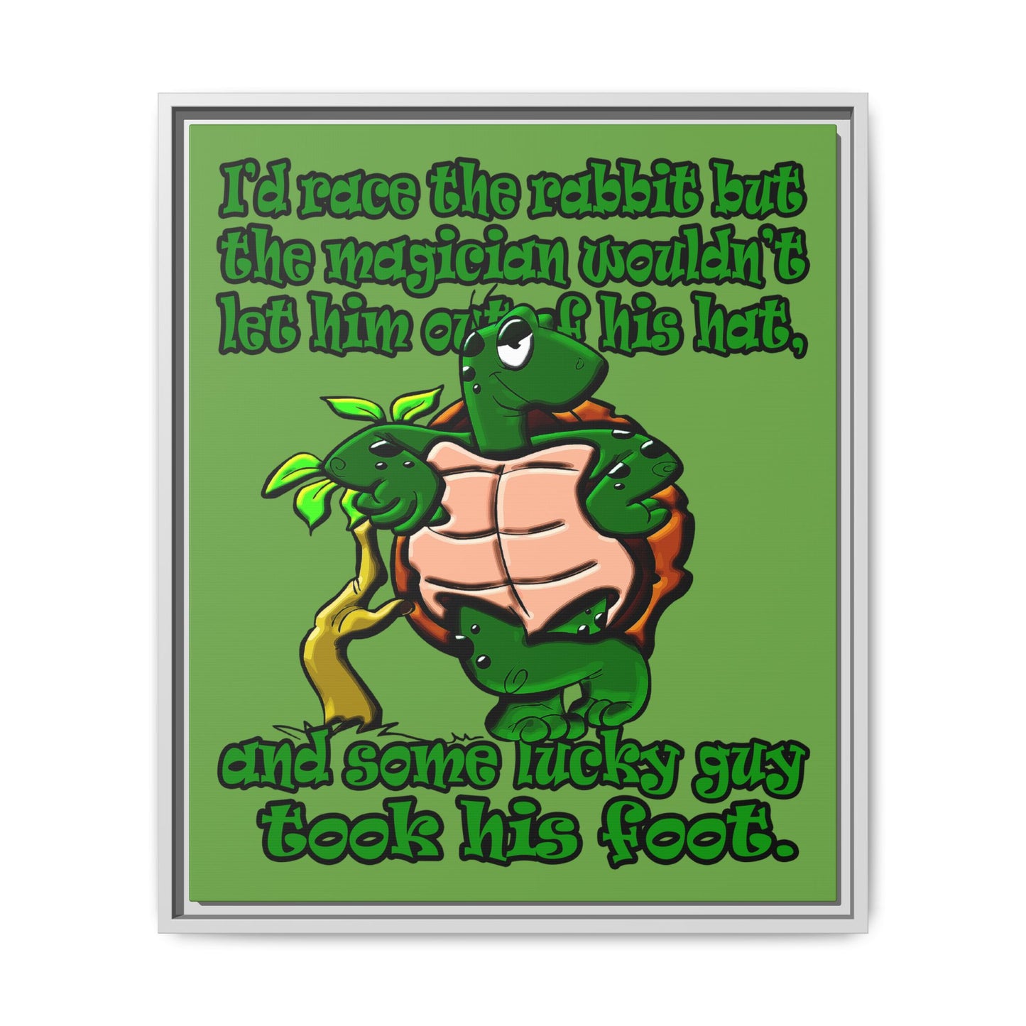 turtle race - framed canvas art (green)