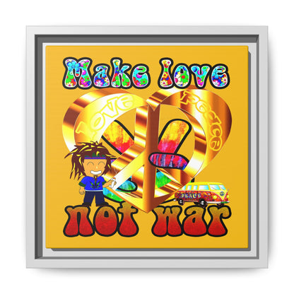 love peace - framed canvas art (yellow)
