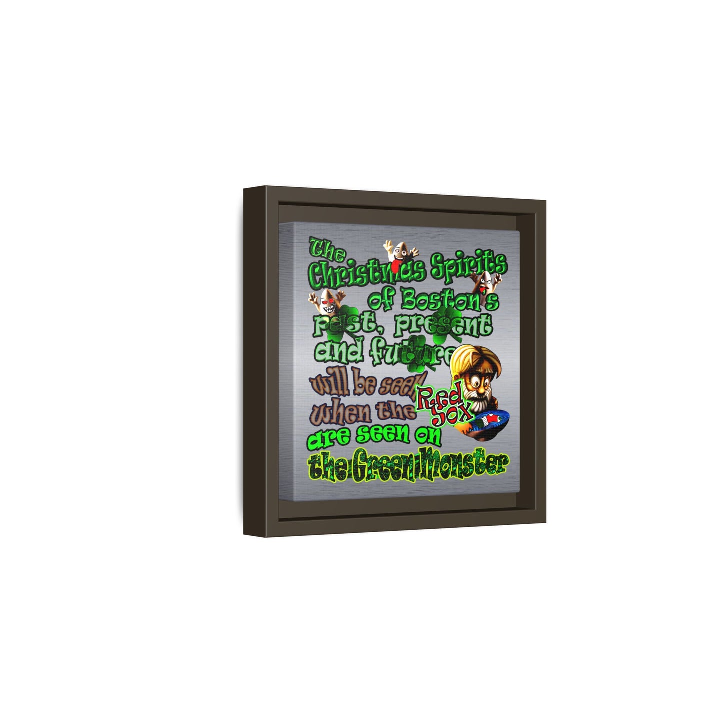 christmas spirits of boston - framed canvas art (brushed nickel)