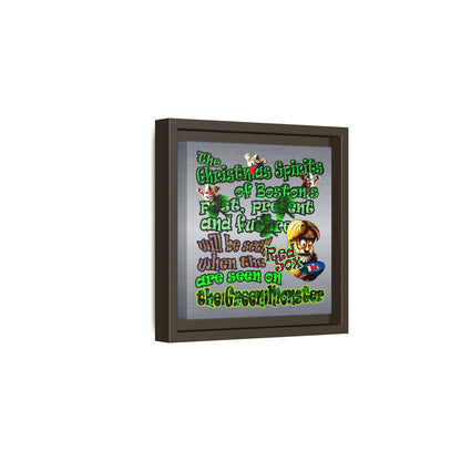 christmas spirits of boston - framed canvas art (brushed nickel)