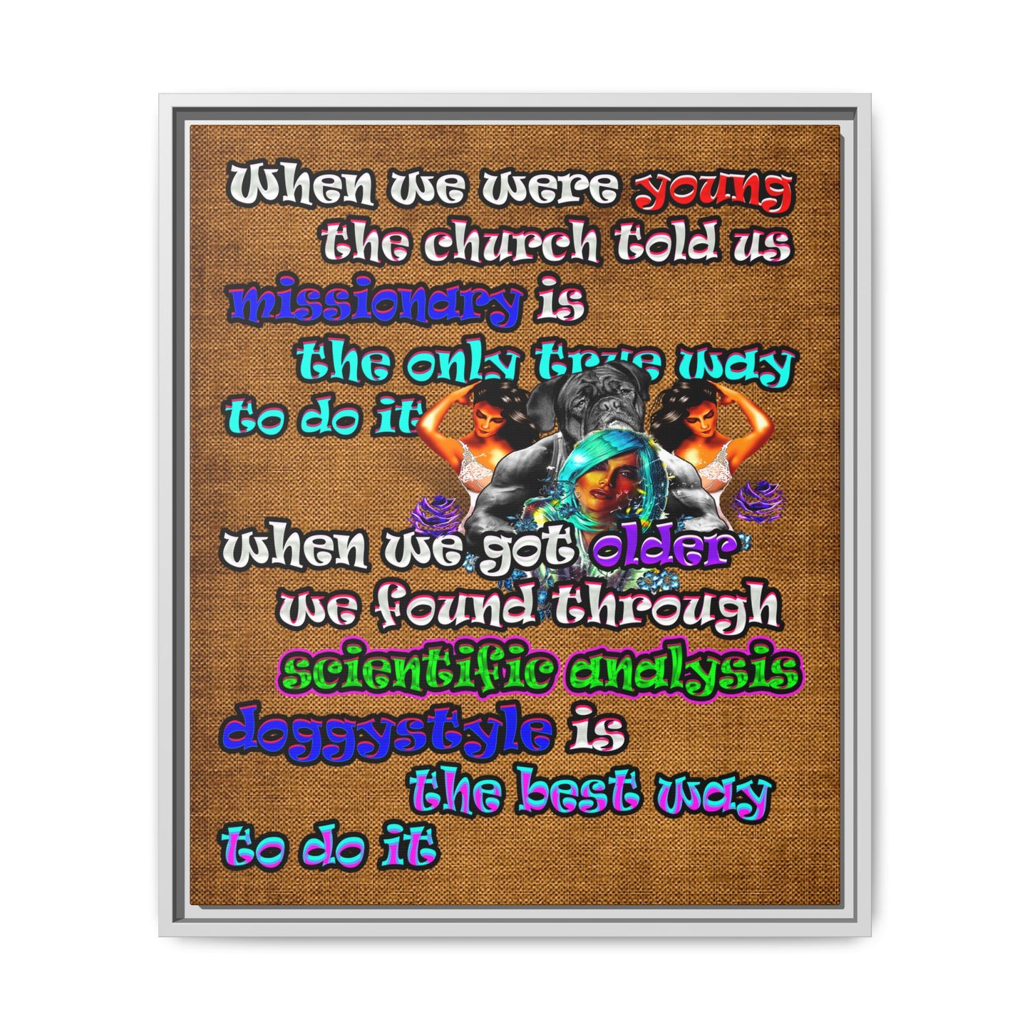 doggystyle - framed canvas art (brown papyrus)