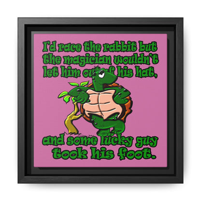 turtle race - framed canvas art (light pink)