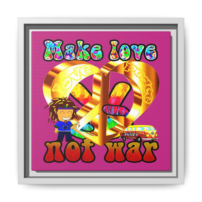 love peace - framed canvas art (pink)
