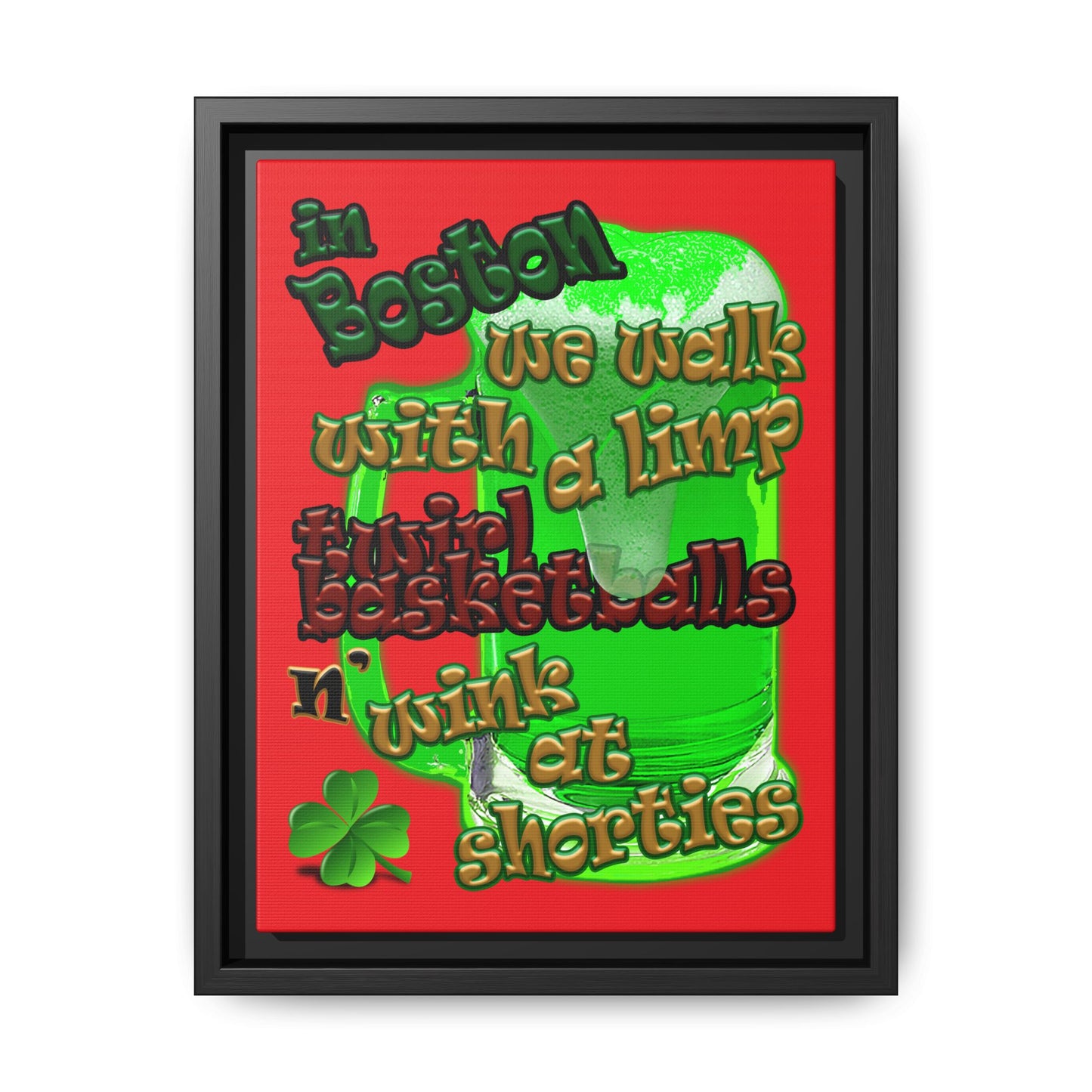 celtics logo - framed canvas art (red)