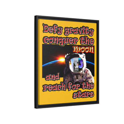 defy conquer reach - framed canvas art (yellow)