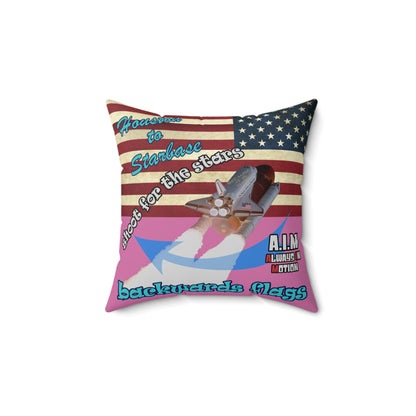 shoot for the stars - Spun Polyester Square Pillow - (light pink)