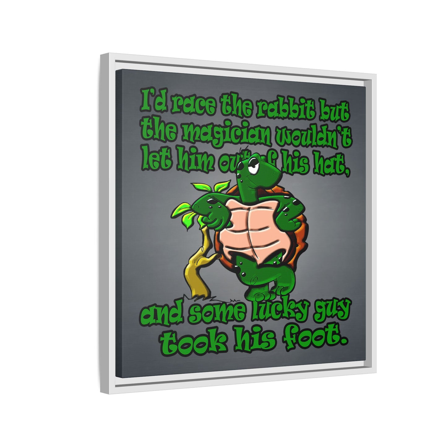 turtle race - framed canvas art (grey-light grey)