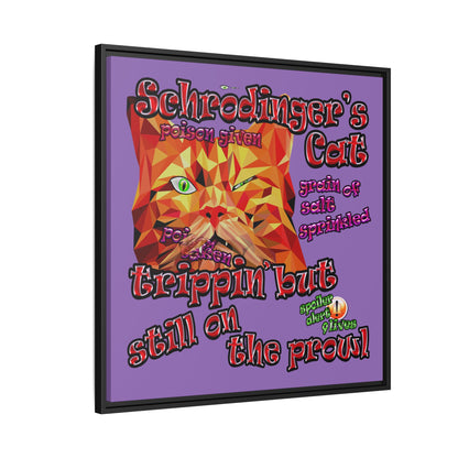 schrodinger's cat - framed canvas art (light purple)