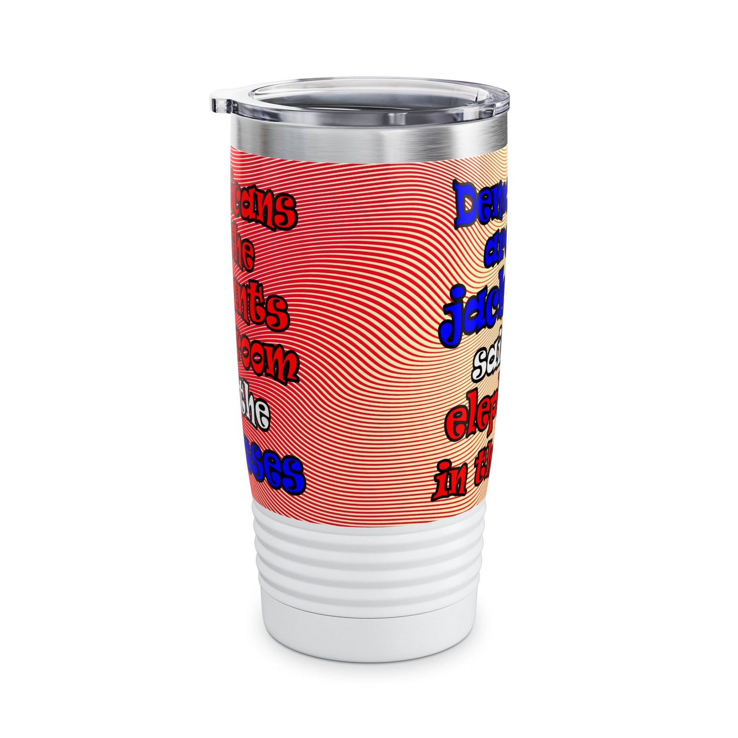 donkeys and elephants - Ringneck Tumbler, 20oz (yellow-orange wave)