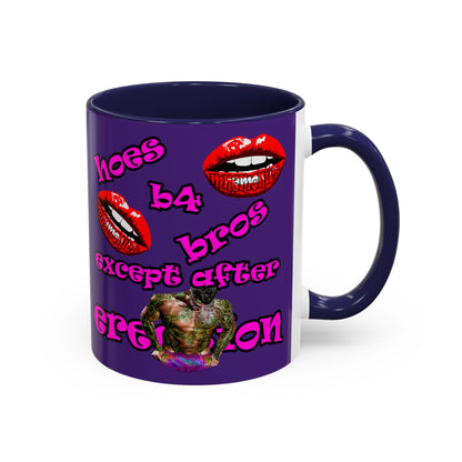 hoes b4 bros - Accent Mug (purple)