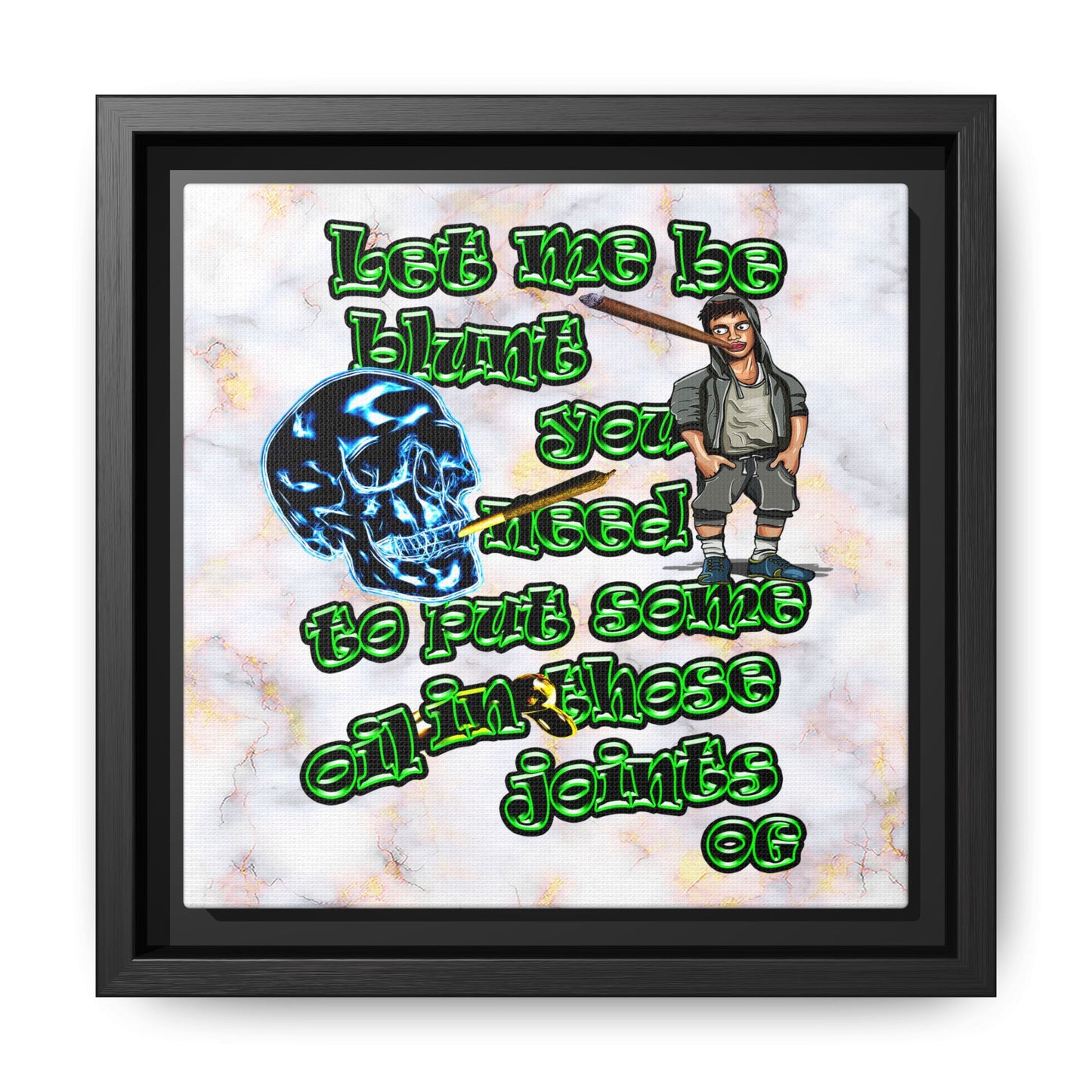 og - framed canvas art (white marble)