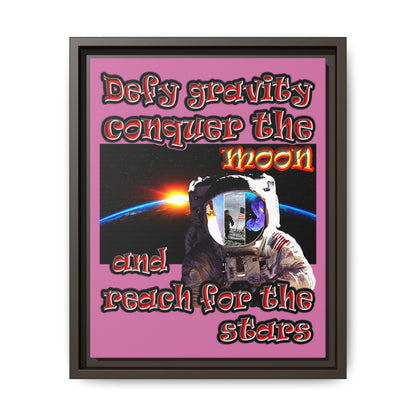 defy conquer reach - framed canvas art (light pink)