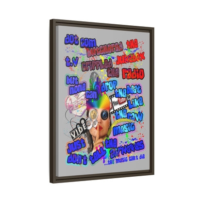 drop the beat - framed canvas art (light grey)