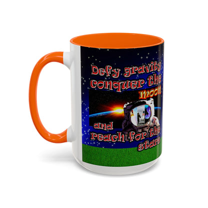 defy conquer reach - Accent Mug ('snoops' background)