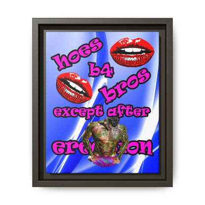hoes b4 bros - framed canvas art (blue-white wave)