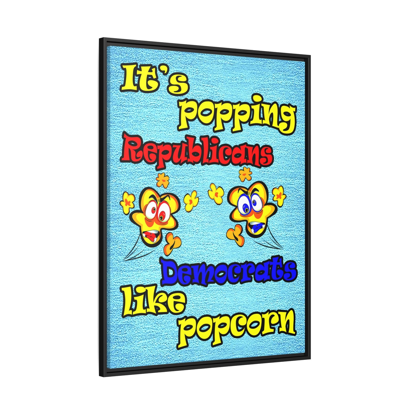popping like popcorn - framed canvas art (faded dark blue)