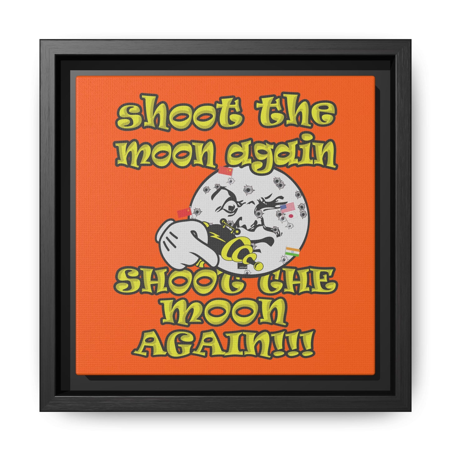 shoot the moon again - framed canvas art (orange)