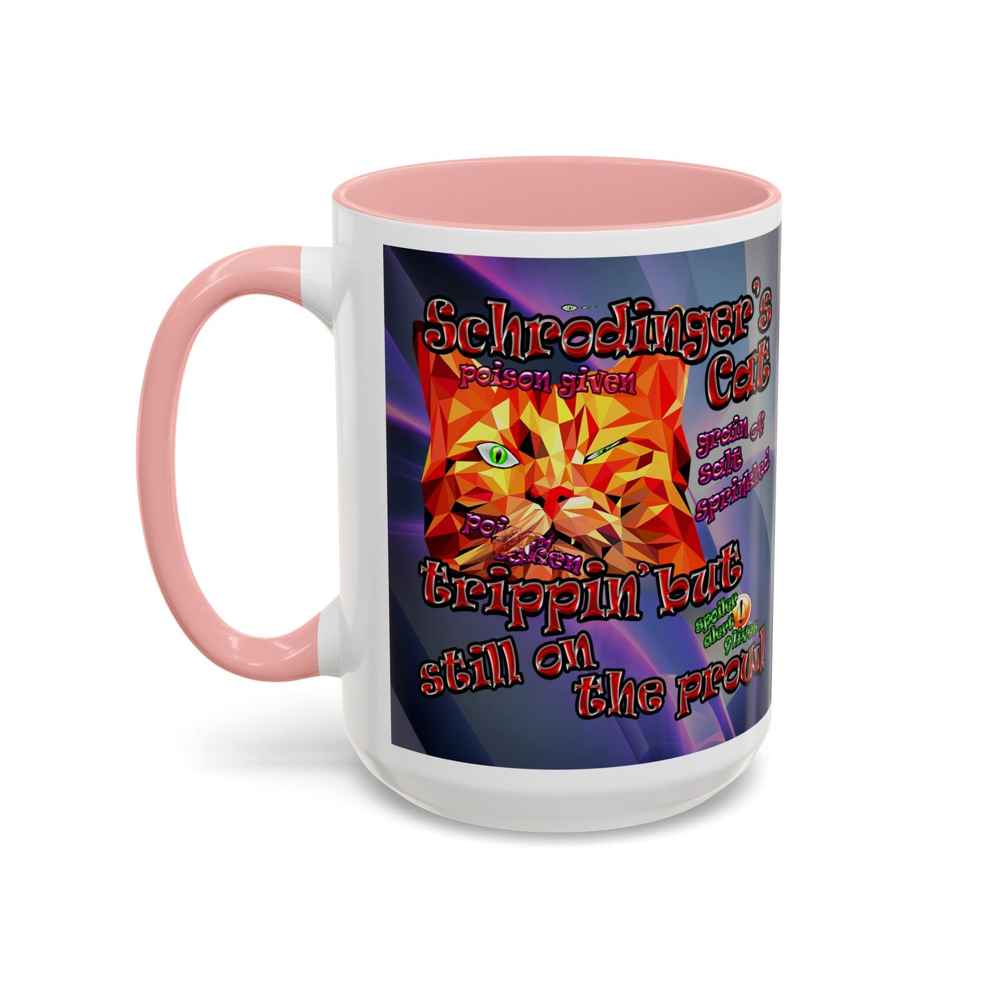 schrodinger's cat - Accent Mug (grey-pink wave)