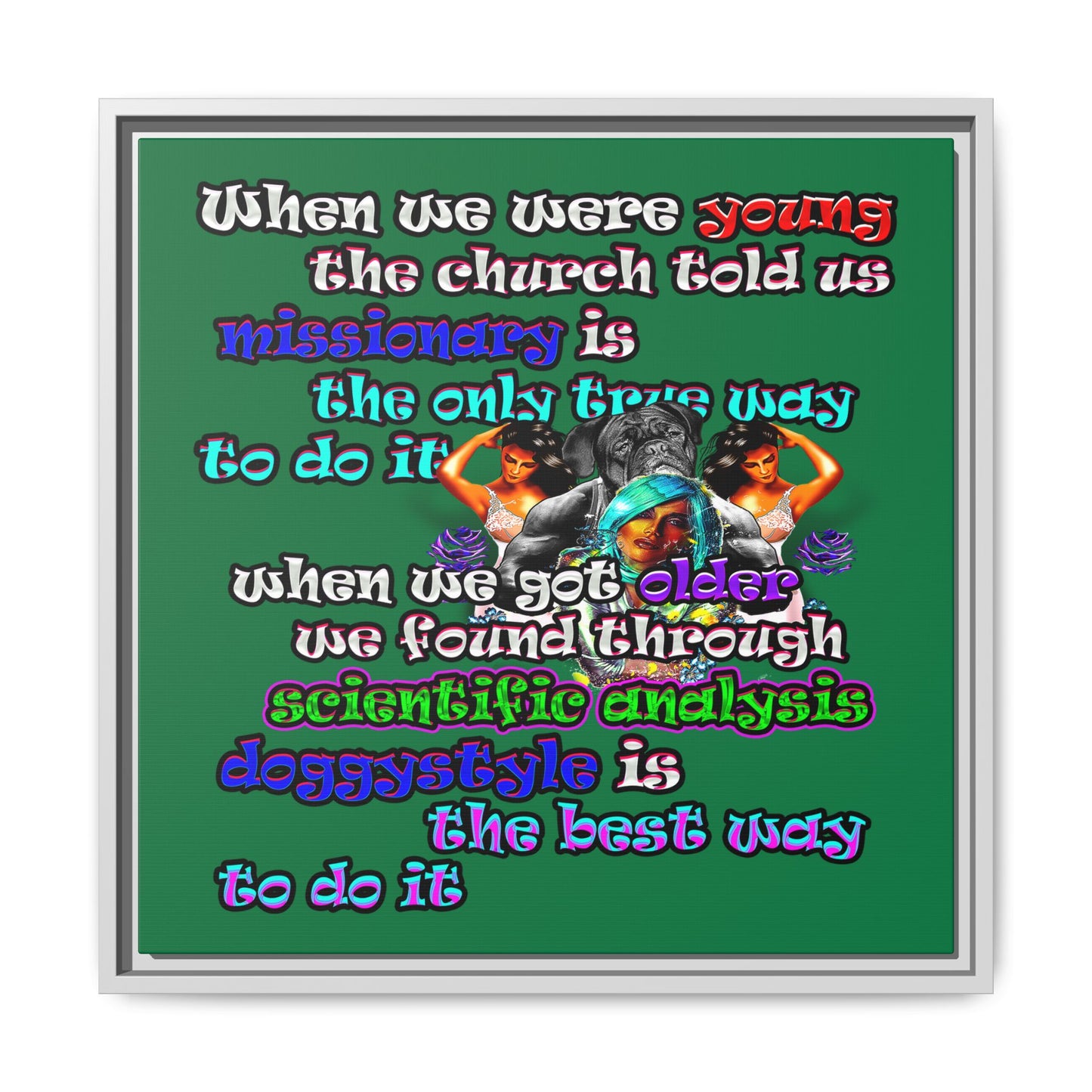 doggystyle - framed canvas art (dark green)