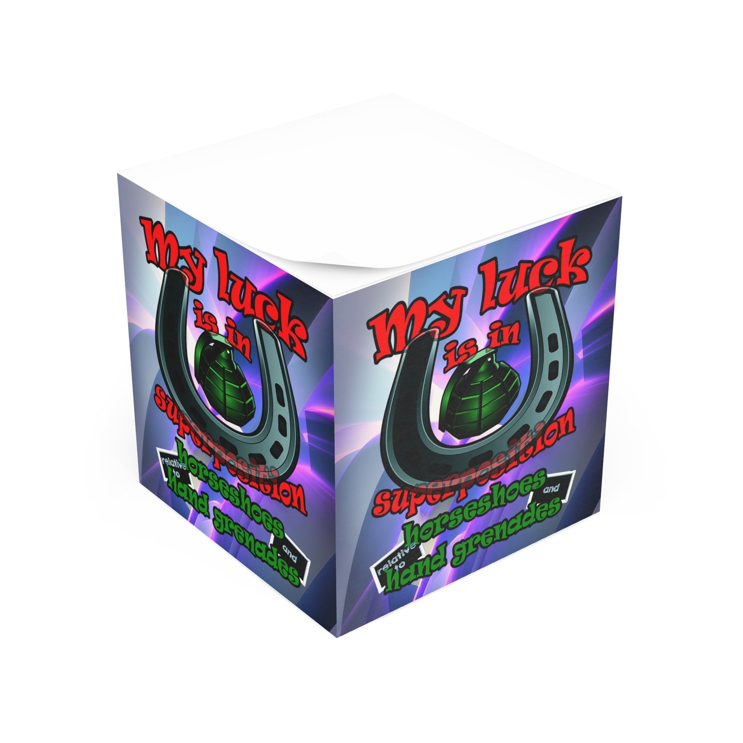my luck - note cube (grey-pink wave)