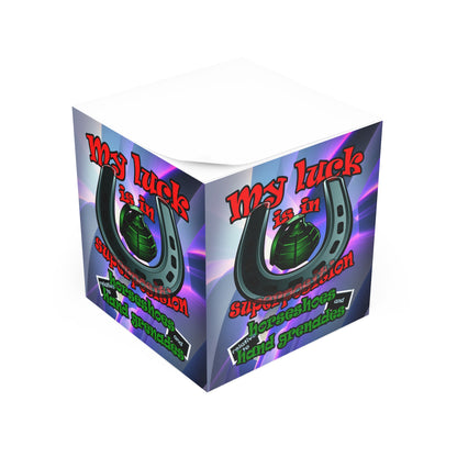 my luck - note cube (grey-pink wave)