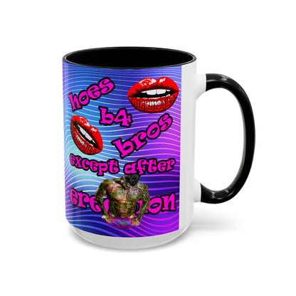 hoes b4 bros - Accent Mug (purple wave)