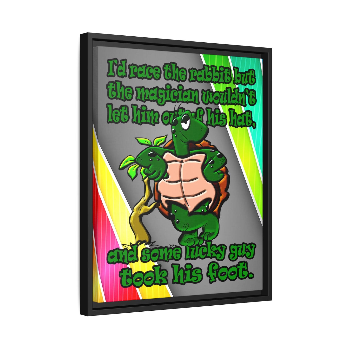 turtle race - framed canvas art (rainbow split)
