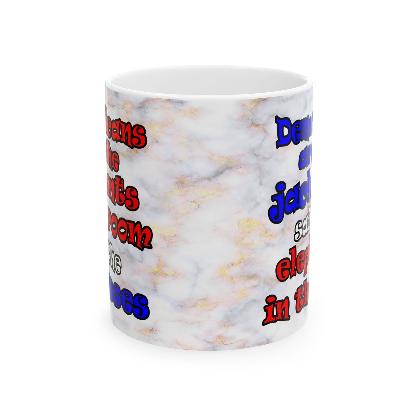 donkeys and elephants - White Mug (white marble)