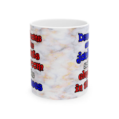 donkeys and elephants - White Mug (white marble)