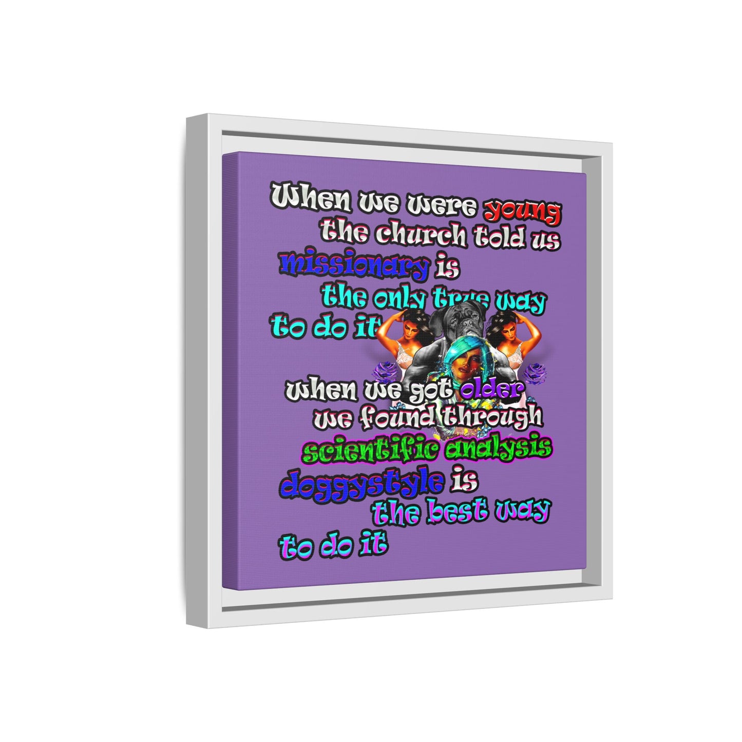 doggystyle - framed canvas art (light purple)