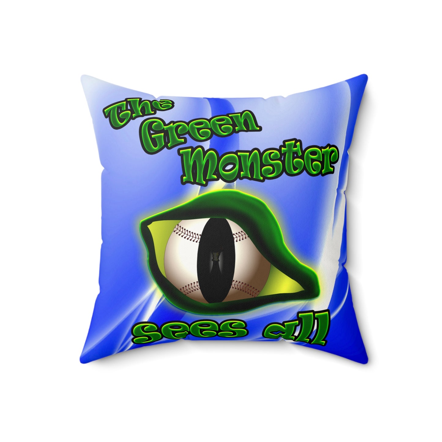 green monster - Faux Suede Square Pillow - (blue-white wave)
