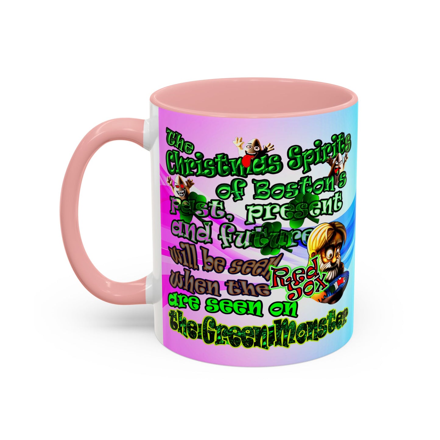 christmas spirits of boston - Accent Mug (light blue-pink wave)