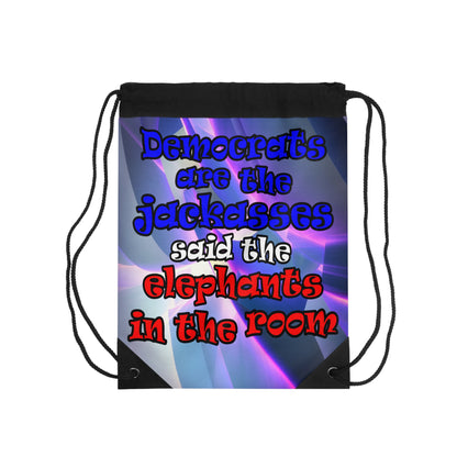 donkeys and elephants - Drawstring Bag (grey-pink wave)