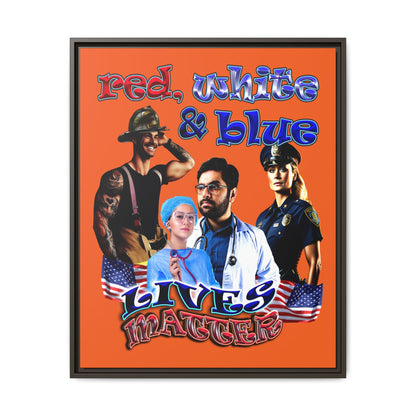rw&b lives matter - framed canvas art (orange)