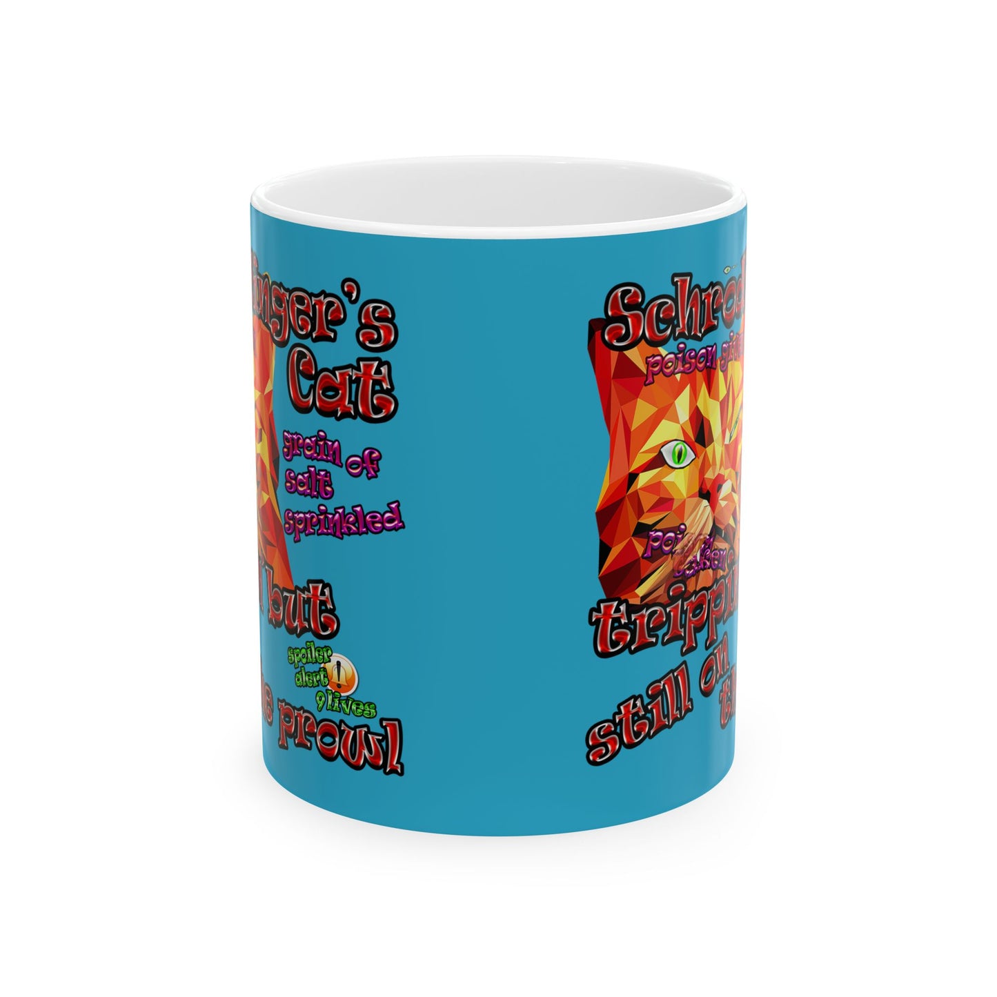 schrodinger's cat - White Mug (turquoise)