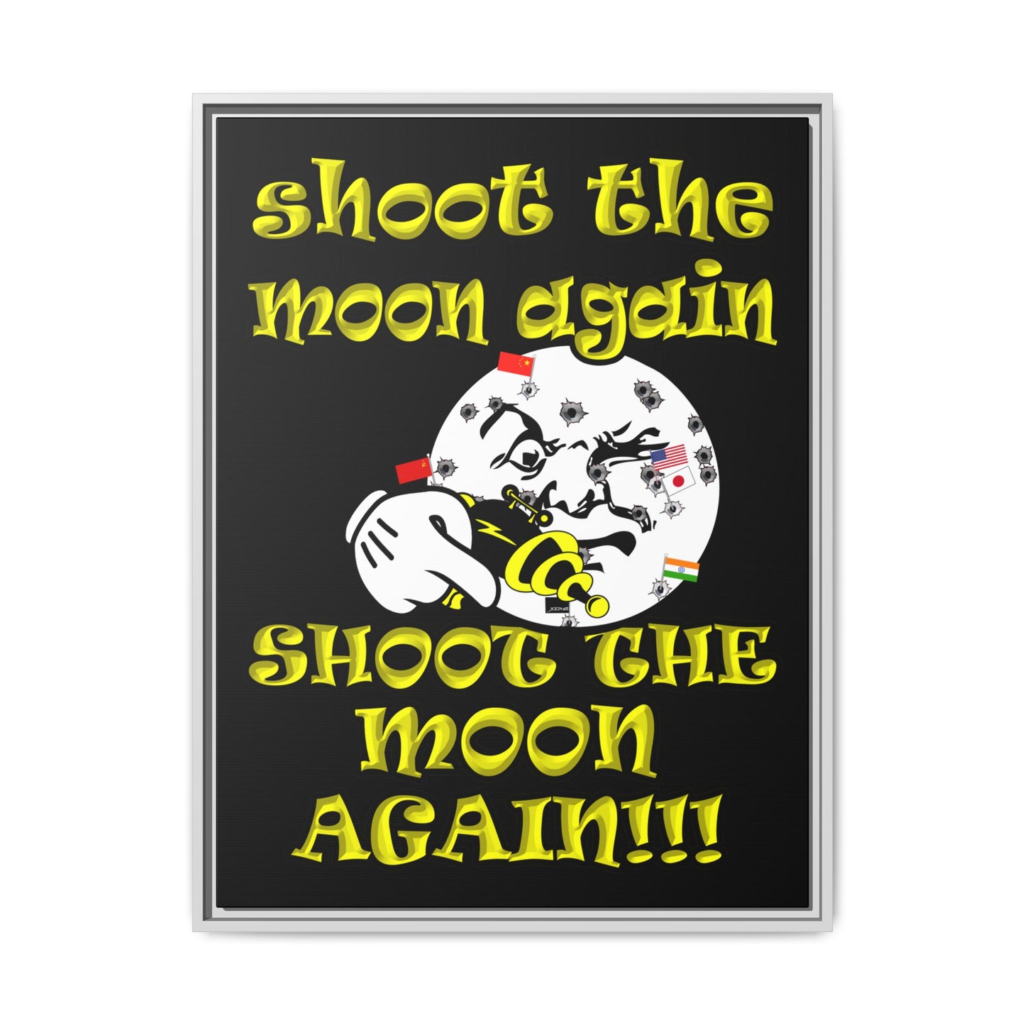 shoot the moon again - framed canvas art (black)