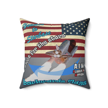 shoot for the stars - Spun Polyester Square Pillow - (grey-light grey)