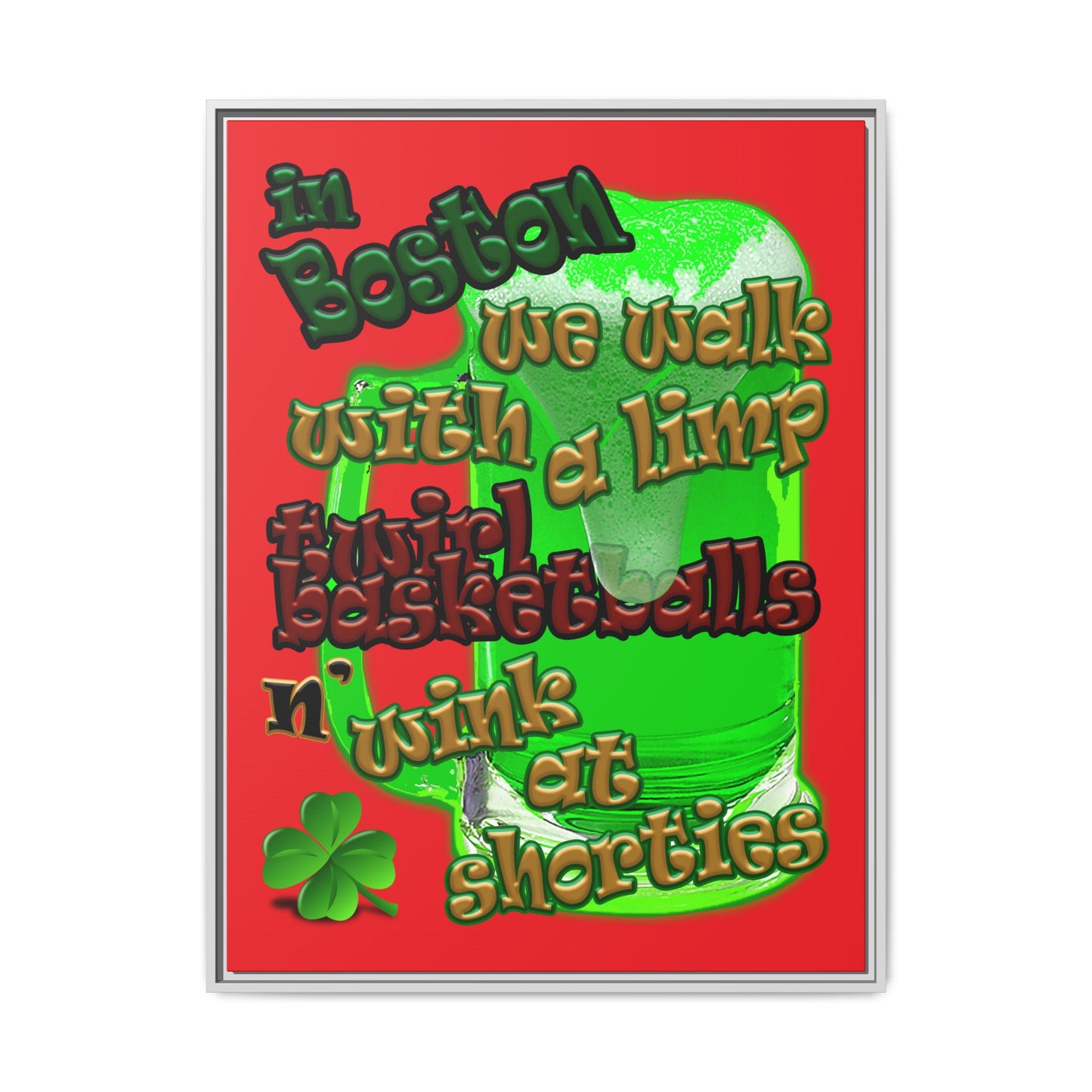 celtics logo - framed canvas art (red)