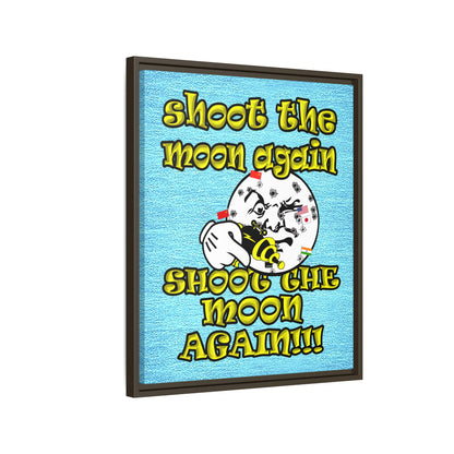 shoot the moon again - framed canvas art (faded blue)