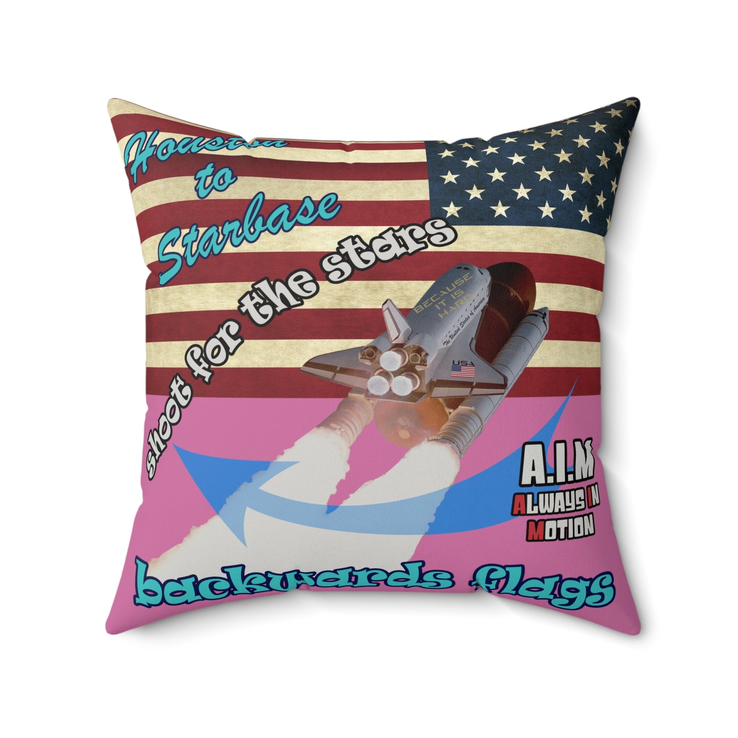 shoot for the stars - Faux Suede Square Pillow - (light pink)