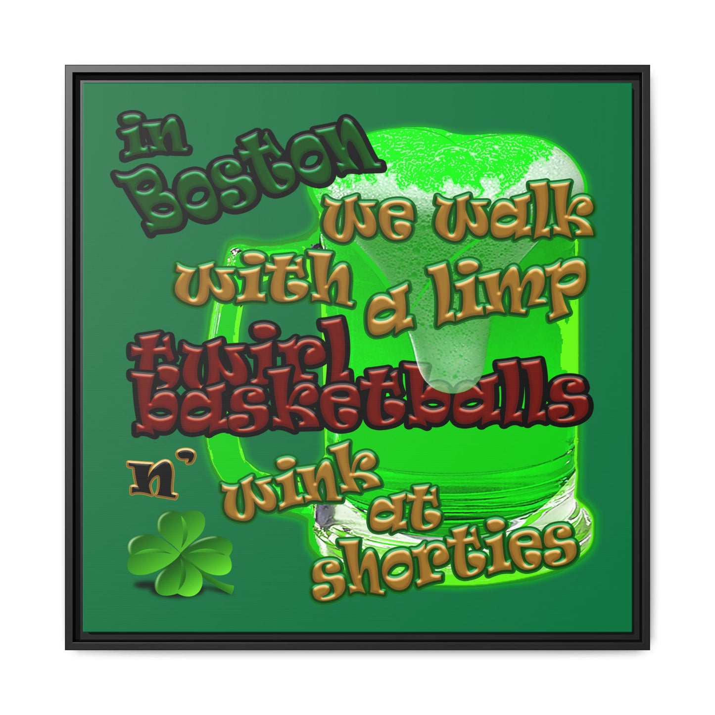 celtics logo - framed canvas art (dark green)