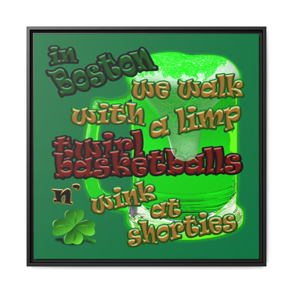 celtics logo - framed canvas art (dark green)