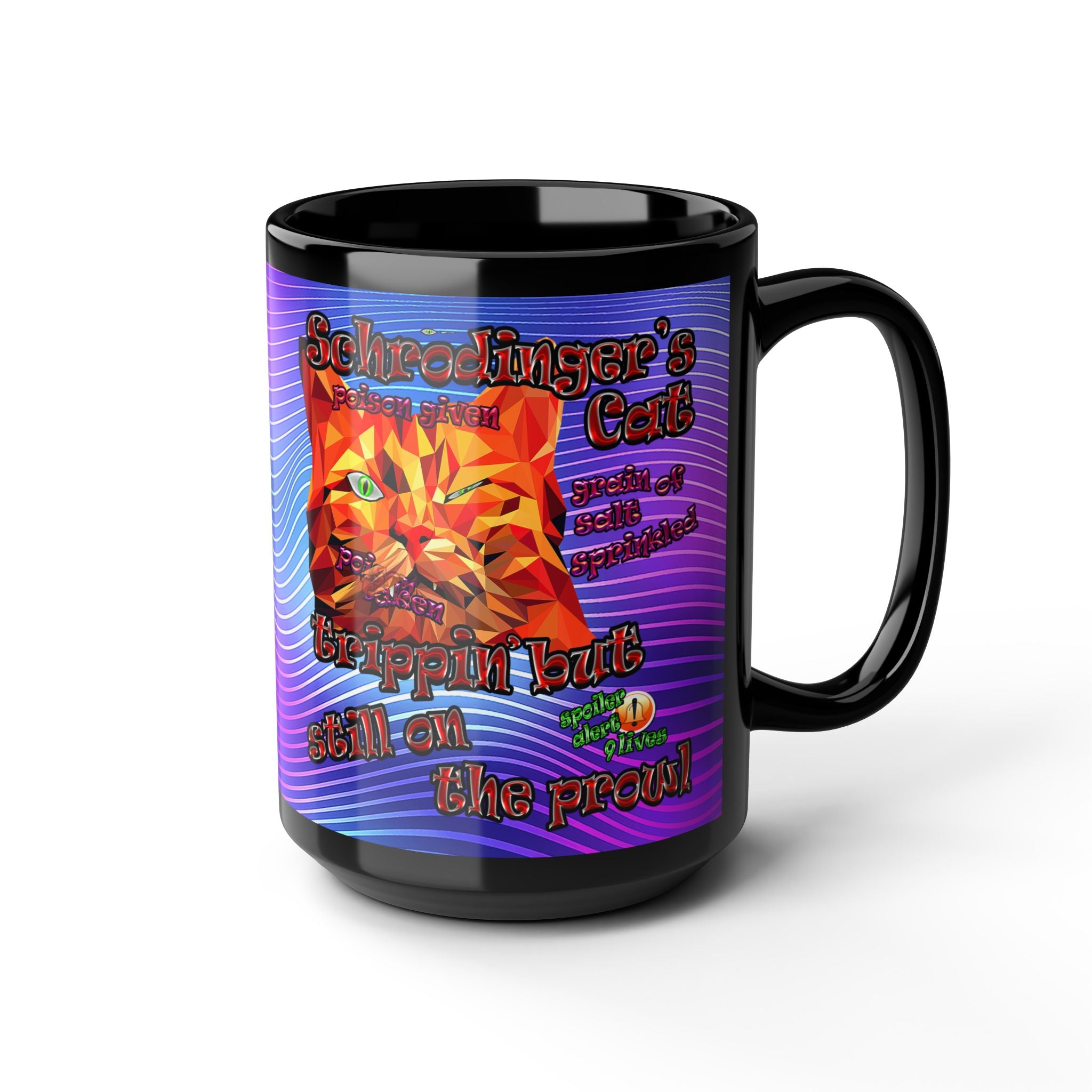 schrodinger's cat - Black Mug (purple wave)
