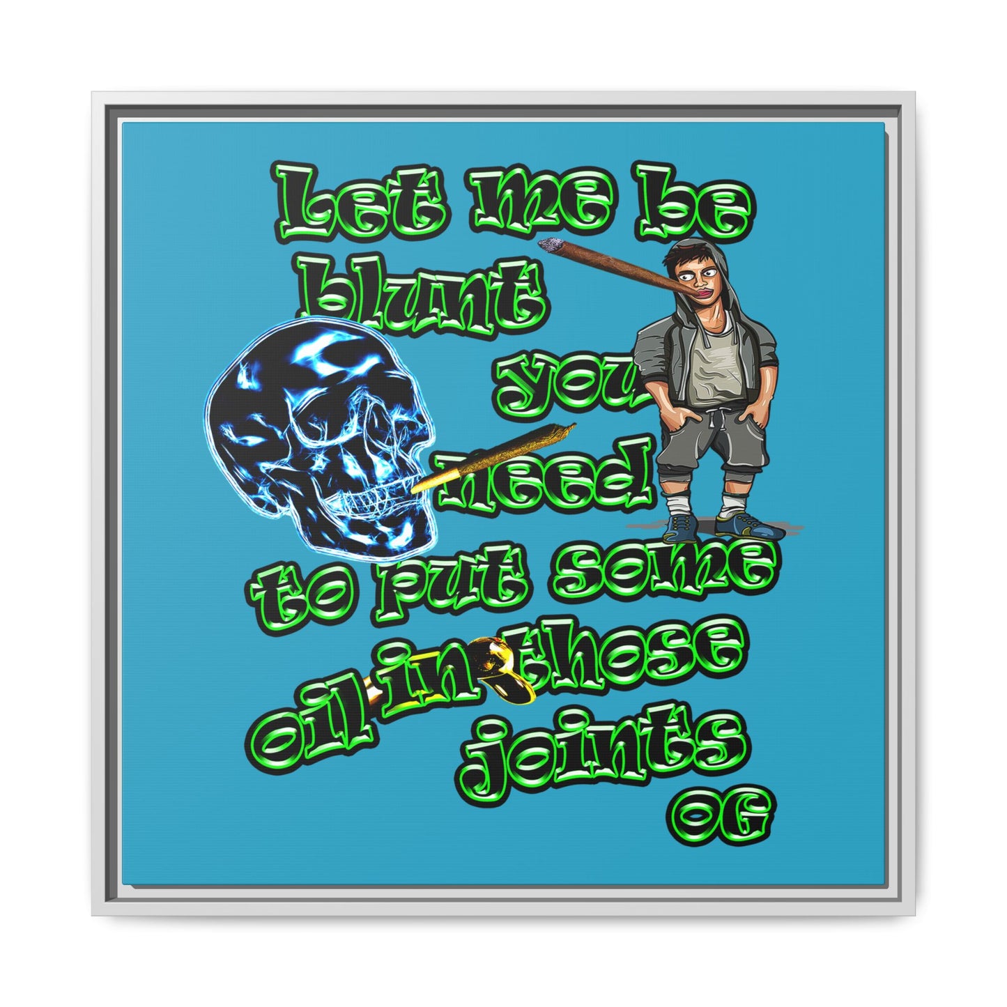 og - framed canvas art (turquoise)