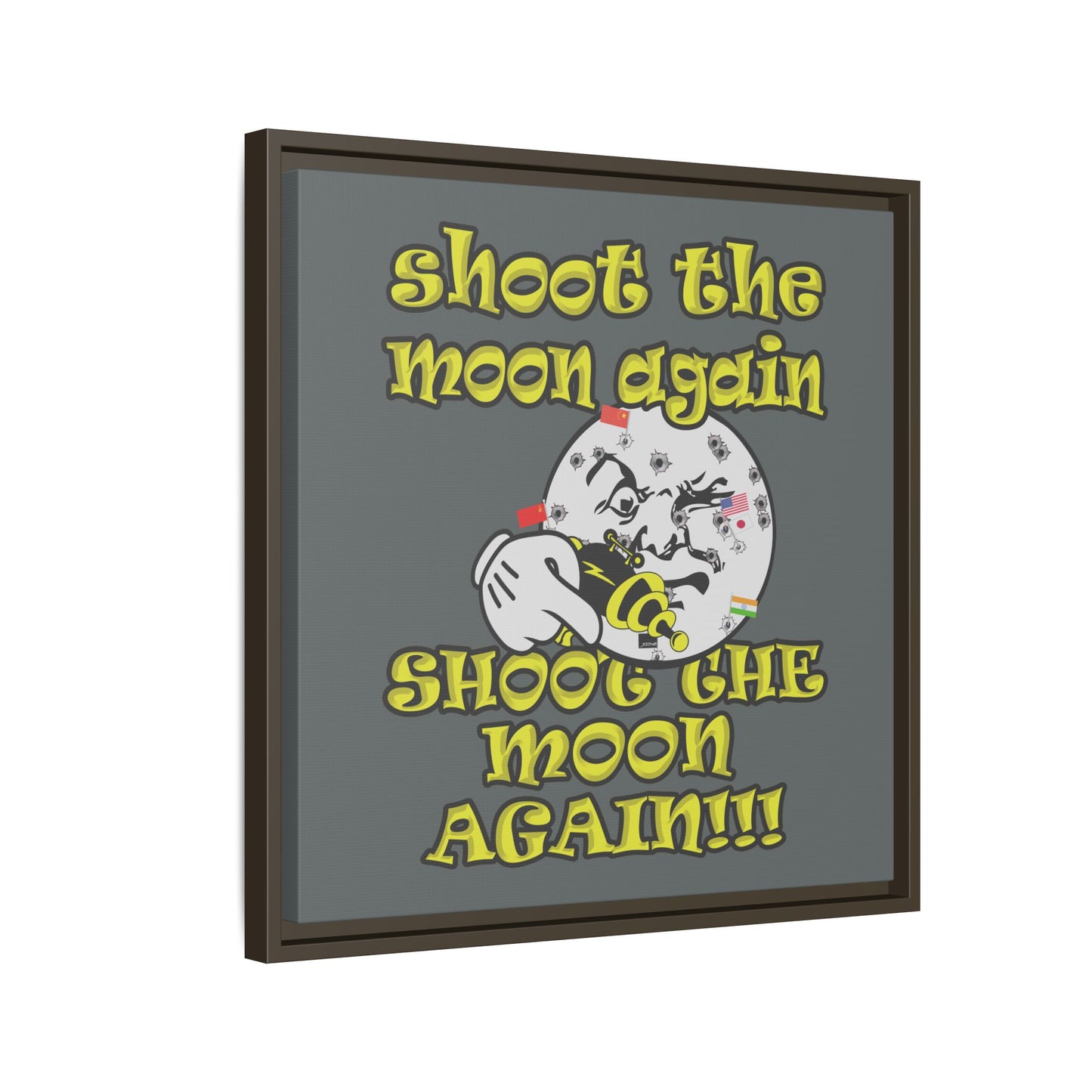 shoot the moon again - framed canvas art (dark grey)