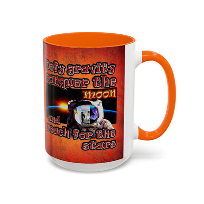 defy conquer reach - Accent Mug (burnt orange)