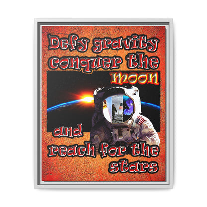 defy conquer reach - framed canvas art (burnt orange)
