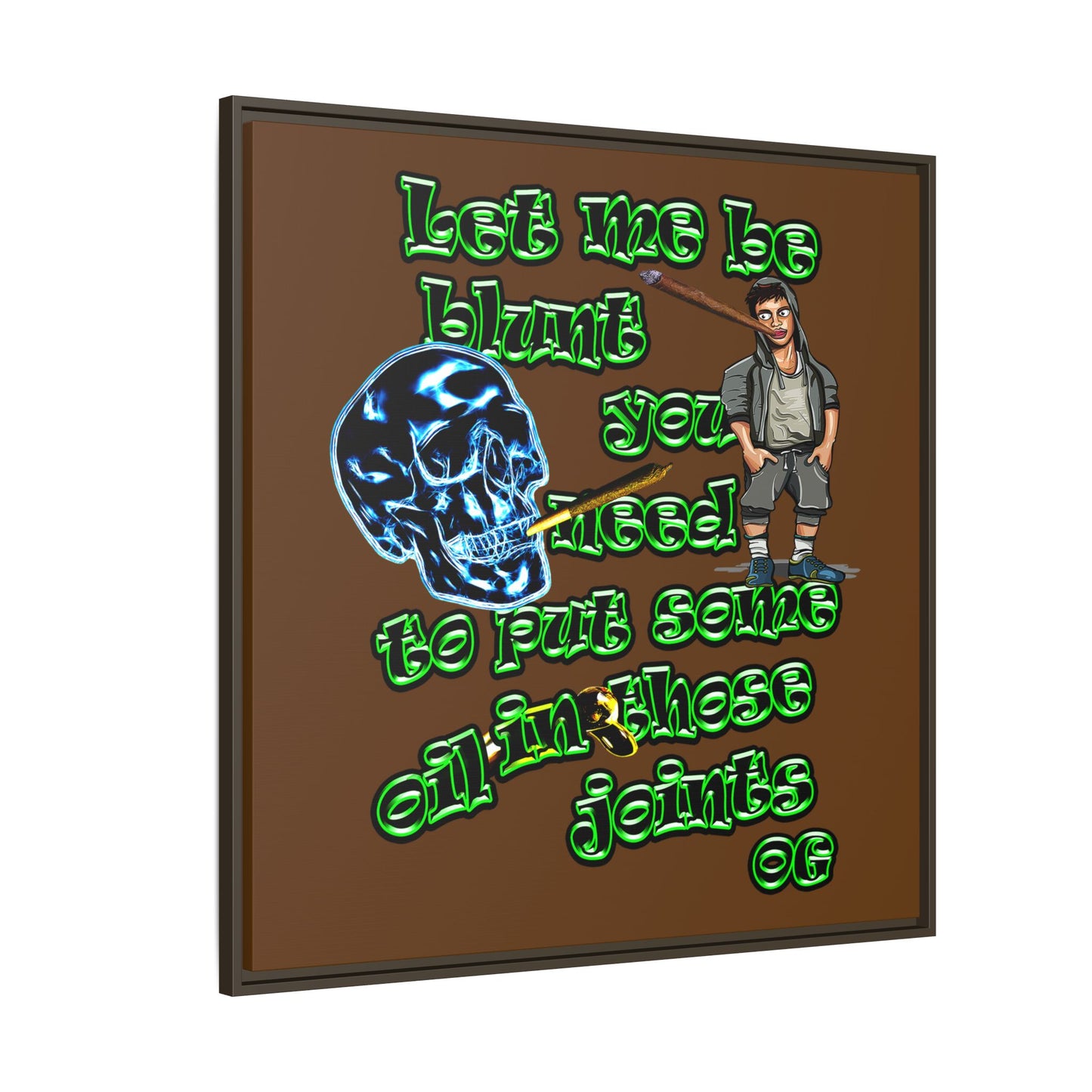 og - framed canvas art (brown)